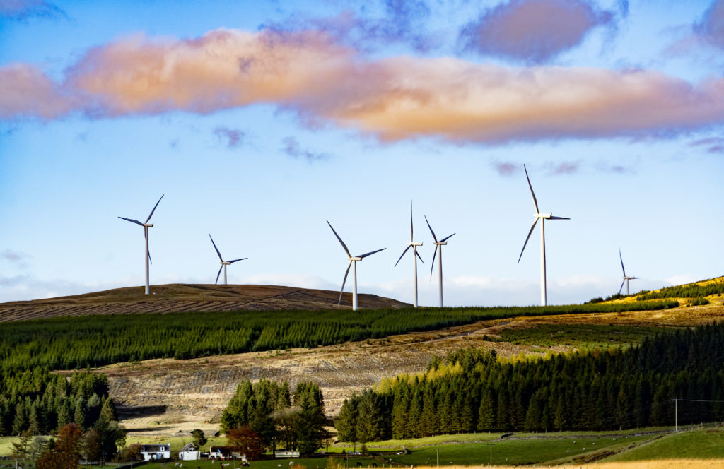 Wind turbines in the hillsand